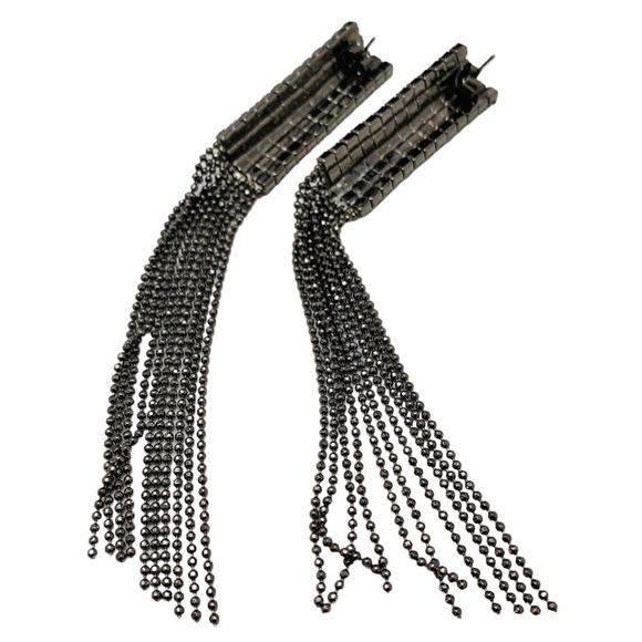 Chain Fringe Tassel Statement Earrings Embellished With Rhinestones For Women - Picture 3 of 7